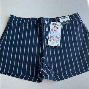 Rewash High Waist Blue and White Striped Shorts